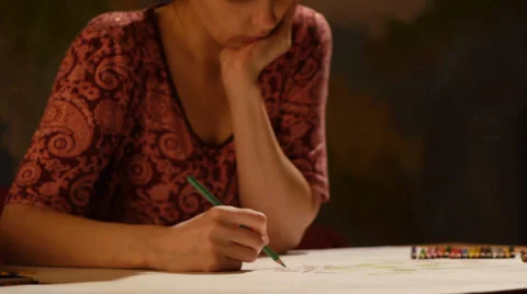 Drawing by color pencils Stock Footage 35790551