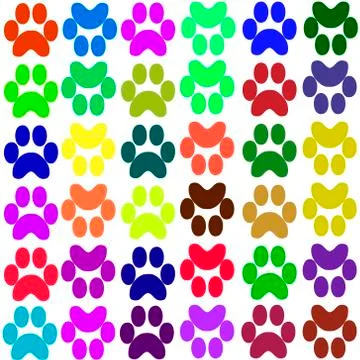 Drawing colored paw prints Stock Illustration