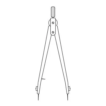 Drawing compass. Circinus outline vector. Draw. Si Stock Illustration