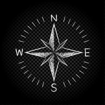 Drawing compass directions dark Stock Illustration