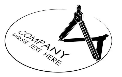 Drawing compass drew circle for advertisement of construction company. Tool 스톡 일러스트