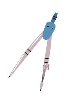 Drawing Compass in Flat Design on White Background. Math and Geometry Tool for Stock Illustration