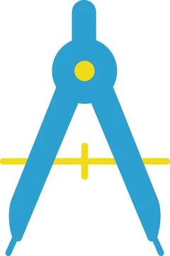 Drawing compass icon blue geometry math tool Stock Illustration
