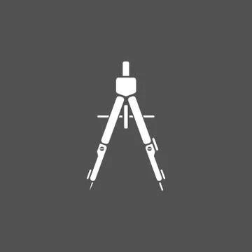 Drawing compass icon on a dark background Stock Illustration