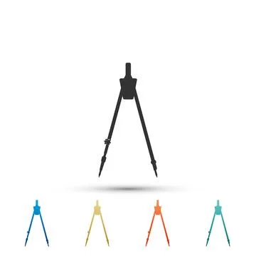 Drawing compass icon isolated on white background. Compasses sign. Drawing and Stock Illustration