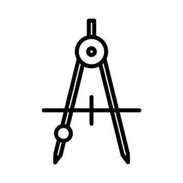 Drawing compass icon linear logo mark in black and white Stock Illustration