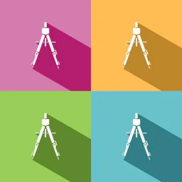 Drawing compass icon with shade on colored background Stock Illustration