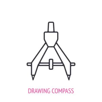 Drawing compass or pair of compasses. Outline icon. Vector illustration. Stock Illustration
