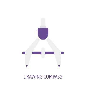 Drawing compass or pair of compasses. Vector flat icon. Stock Illustration