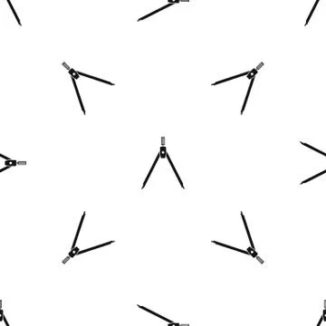 Drawing compass pattern seamless black Stock Illustration