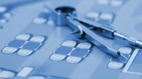 Drawing compass &amp; plan interior Stock Footage 740566