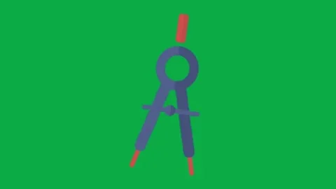Drawing compass tool animation for architecture and geometry on green background Stock Footage 332067158
