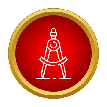 Drawing compass tool for geometry and drafting icon Stock Illustration