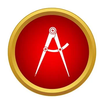 Drawing compass tool in a red and gold icon Stock Illustration