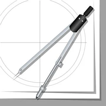 Drawing compasses. Drawings on paper. Vector illustrations Stock Illustration