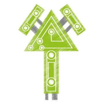 Drawing computer circuit arrow electronic component Illustrazione stock