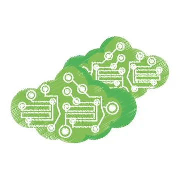Drawing computer circuit cloud electronic component Stock Illustration