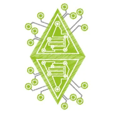 Drawing computer circuit diamond electronic component Stock Illustration