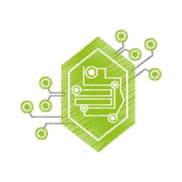 Drawing computer circuit hexagon electronic component Stock Illustration