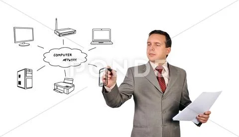 Drawing computer network Stock Illustration