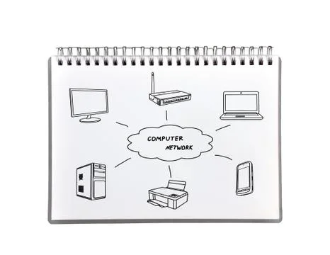 Drawing computer network Stock Photos