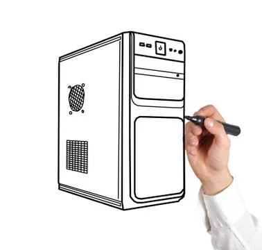 Drawing computer system unit Stock Illustration