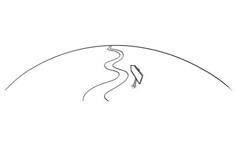Drawing of Conceptual Winding Way Forward With Directional Arrow Sign Stock Illustration