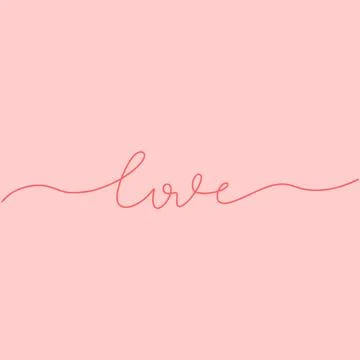 Drawing of a continuous line of hearts and the inscription love. Fashionable Illustrazione stock