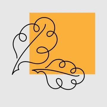 Drawing continuous oak leaf lines with simple lines. The art of minimalism. O Stock Illustration