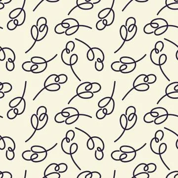 Drawing continuous Oak lines of leaves with simple lines. Seamless pattern. T Stock Illustration