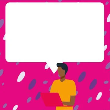 Drawing With Conversation Bubble Showing New Announcement. Speech Balloon Stock Illustration