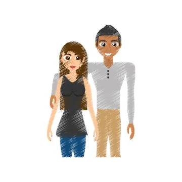 Drawing couple romantic bonding image Ilustração Stock