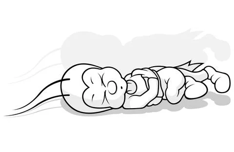 Drawing of a Cricket Sleeping on the Ground Stock Illustration