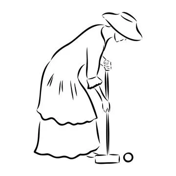 Drawing of a croquet mallet Stock Illustration
