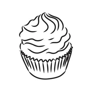 Drawing of a cup cake cupcake vector sketch Stock Illustration