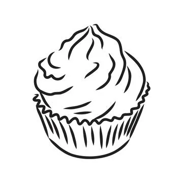 Drawing of a cup cake cupcake vector sketch Stock Illustration