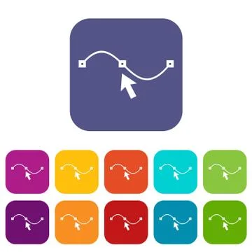 Drawing the curve icons set Illustrazione stock