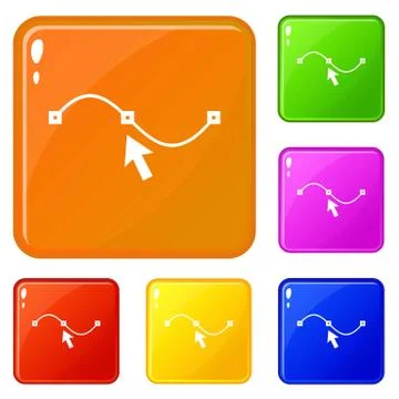 Drawing the curve icons set vector color Illustrazione stock