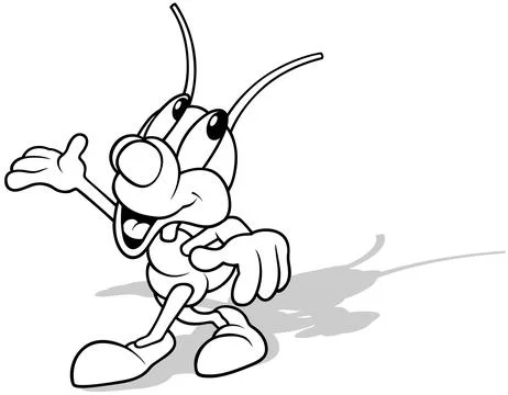 Drawing of a Cute Beetle with Outstretched Hands Stock Illustration