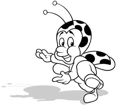 Drawing of a Cute Dancing Ladybug Stock Illustration