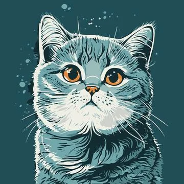 Drawing of a cute fluffy tabby cat Stock Illustration