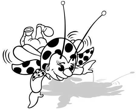 Drawing of a Cute Flying Ladybug Stock Illustration