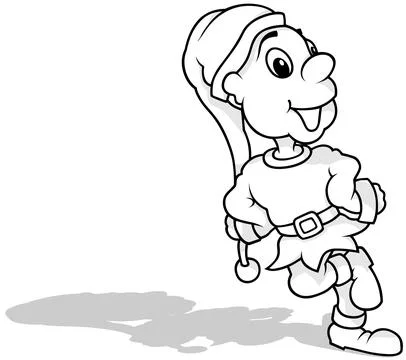 Drawing of a Cute Leprechaun Dancing on the Ground Stock Illustration