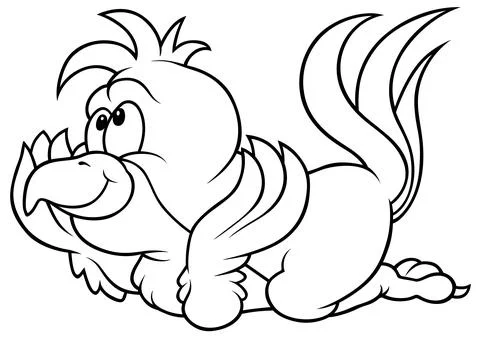 Drawing of a Cute Lying Parrot Stock Illustration