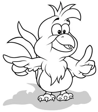 Drawing of a Cute Parrot 스톡 일러스트