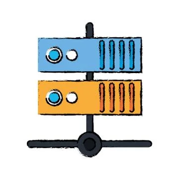 Drawing data base technology server system Illustrazione stock