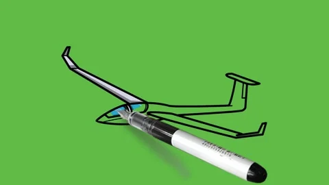 Drawing a decent tiny aeroplane with colour combination on abstract green back Stock Footage 151369657