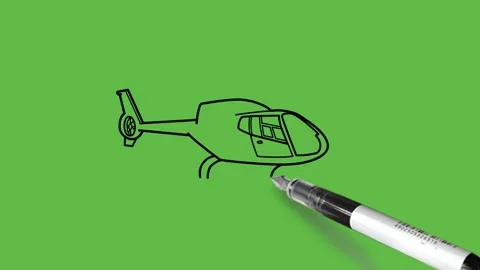 Drawing a decent tiny aeroplane with colour combination on abstract green back Stock Footage 151369660