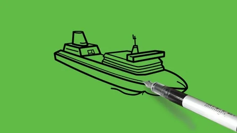Drawing a decent tiny ferry with colour combination on abstract green background 動画素材 151369599