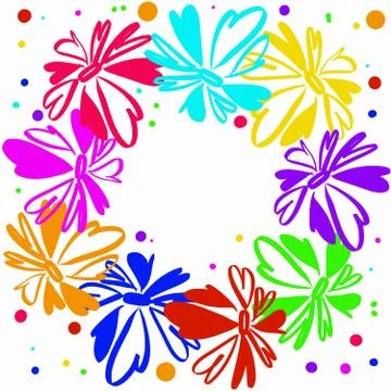 Drawing decorative wreath of colored flowers Stock-Illustration